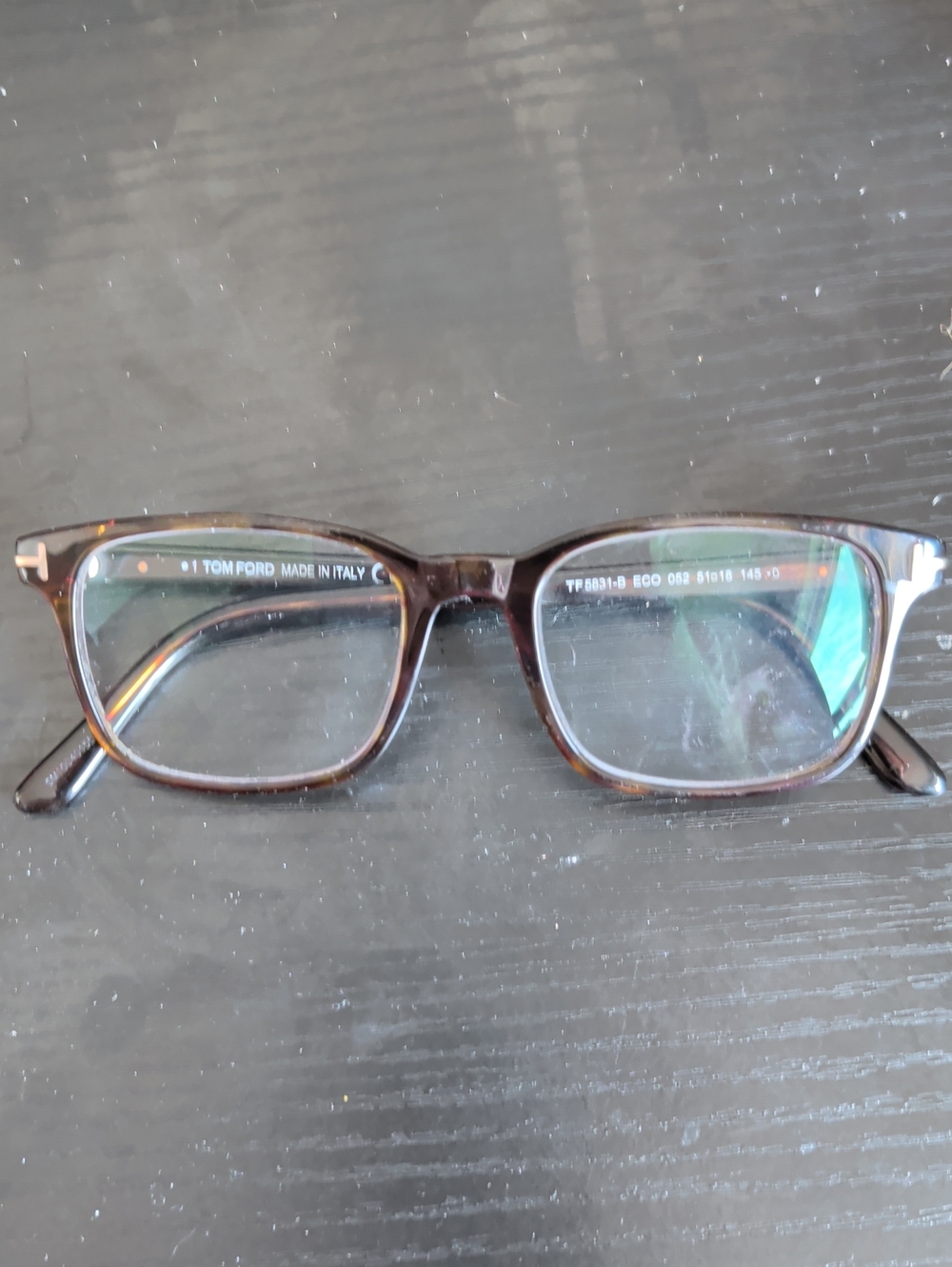 Tom Ford Men's Rectangular Tortoiseshell Glasses - Dark Brown